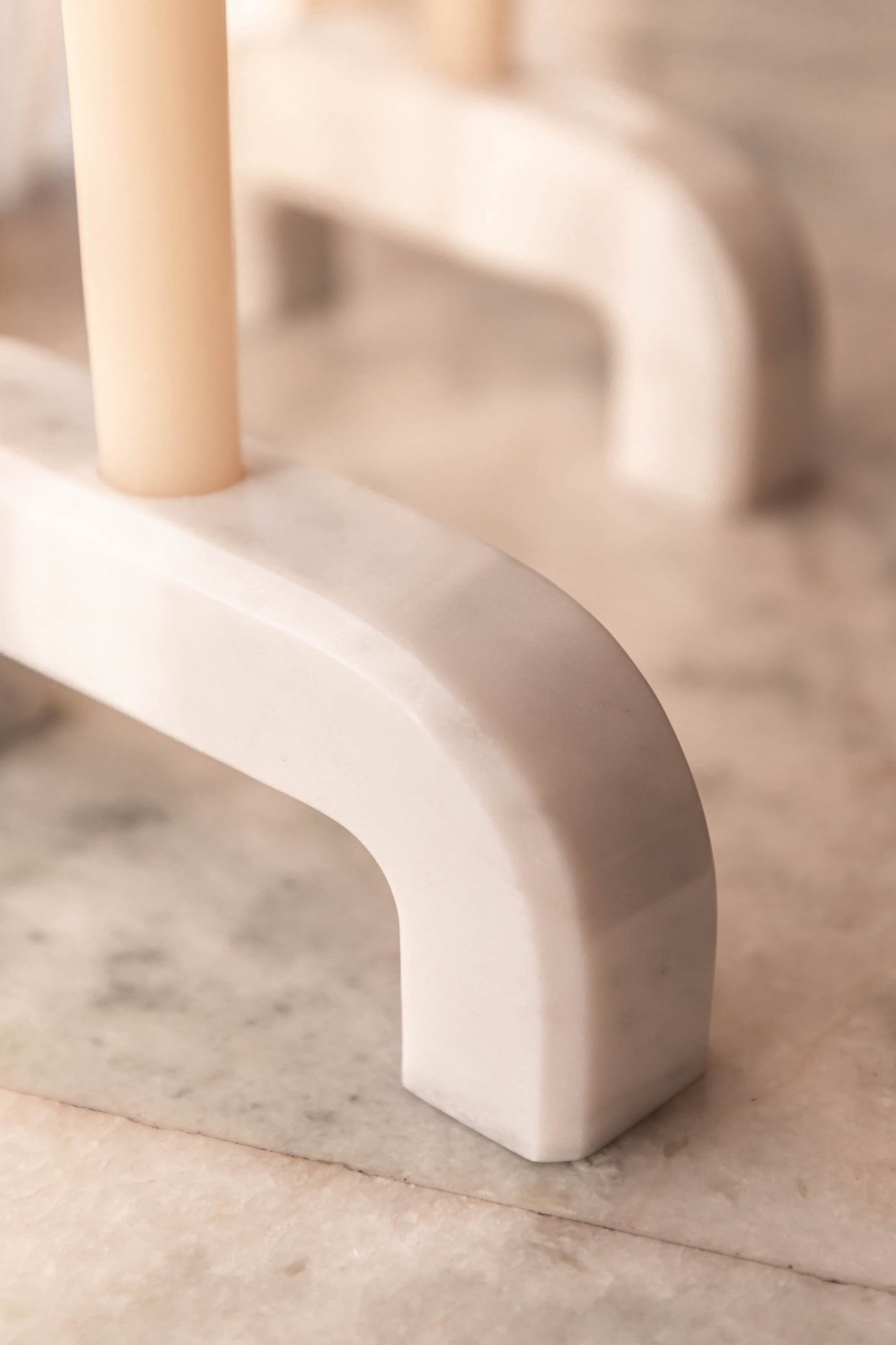 Lumi - Makrana marble double Candle Holder - Set of 2