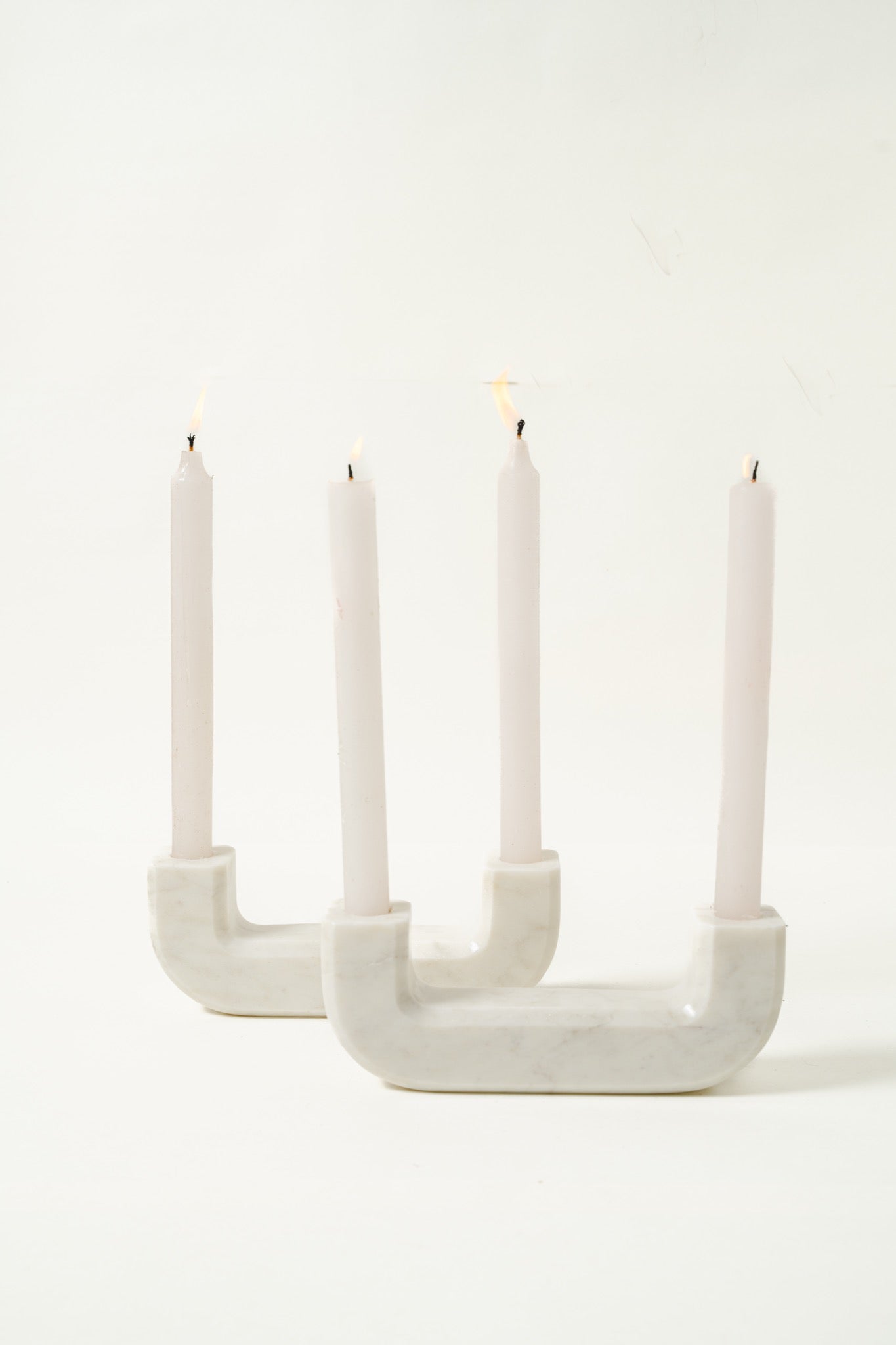White Double Chandelier - Candle Holder - Set