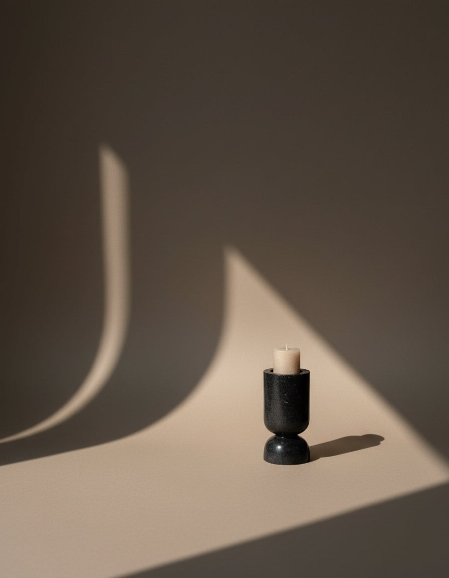 Lumi - Black Marble candle light