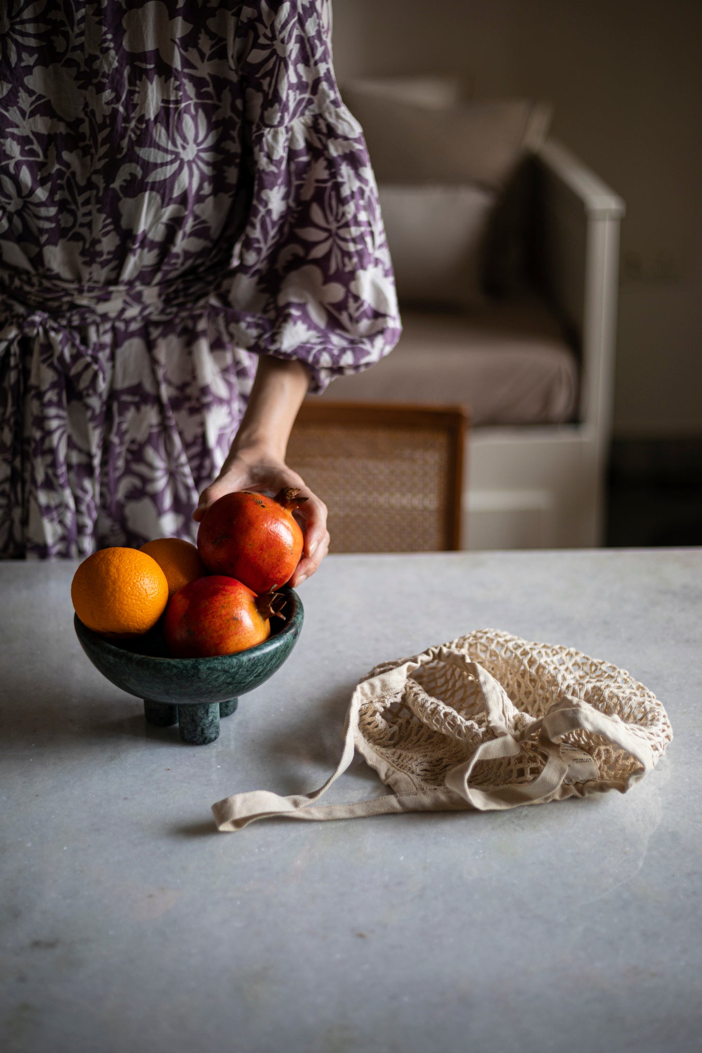 Fruit Bowl - Made in Green Marble, multi-utility for Home Decor