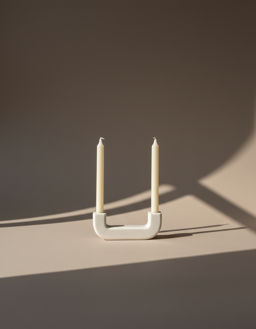 Lumi - Makrana marble double Candle Holder - Set of 2