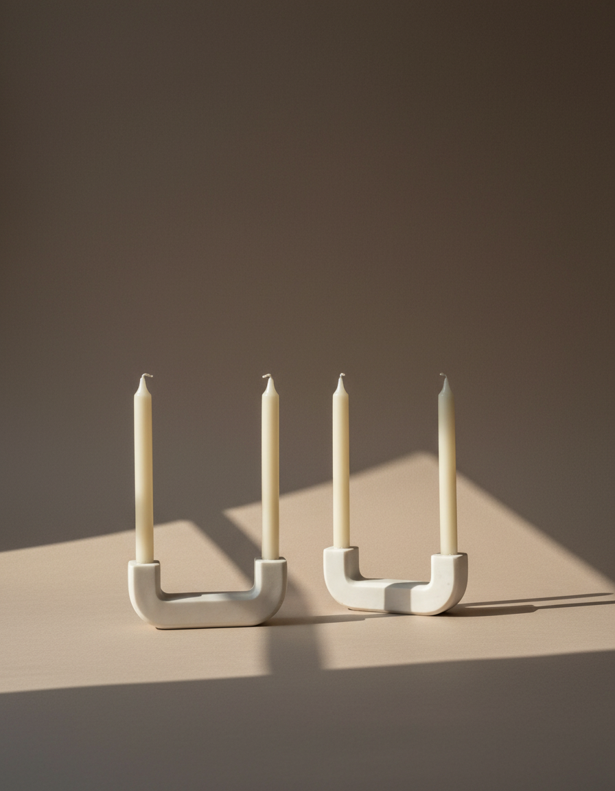 Lumi - Makrana marble double Candle Holder - Set of 2